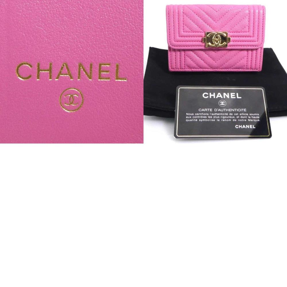 CHANEL Boy Pink Caviar Leather Tri-Fold Wallet - Picture 5 of 5